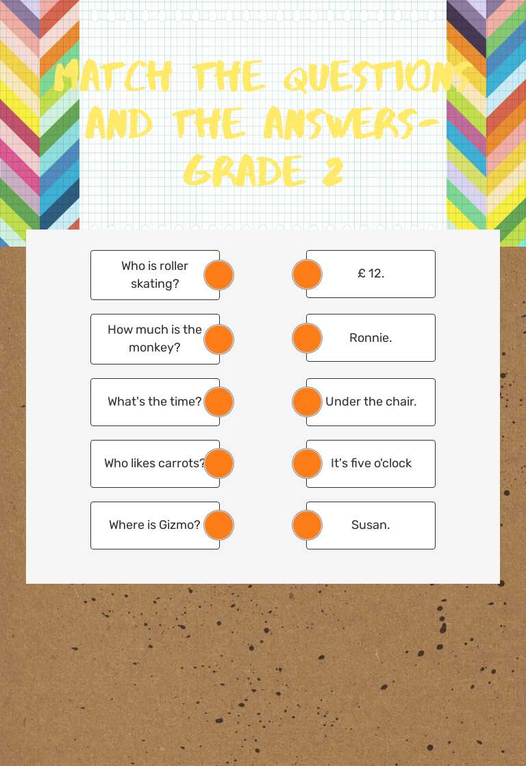 Match the questions and the answers- grade 2 worksheet preview image