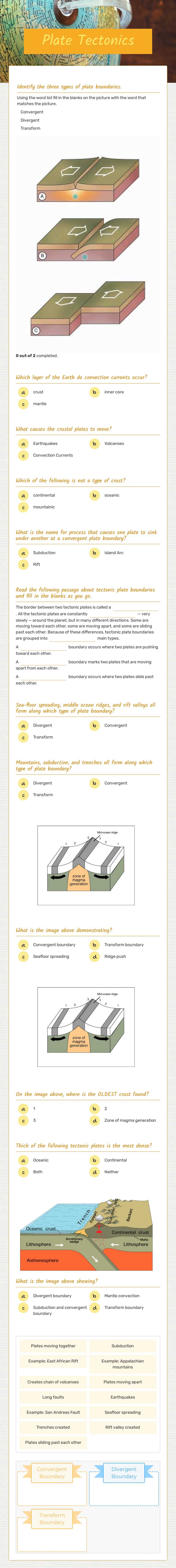 Plate Tectonics worksheet preview image