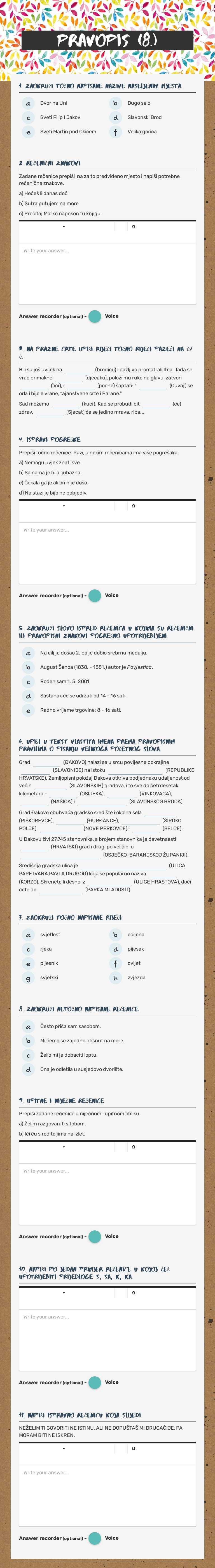 pravopis (8.) worksheet preview image