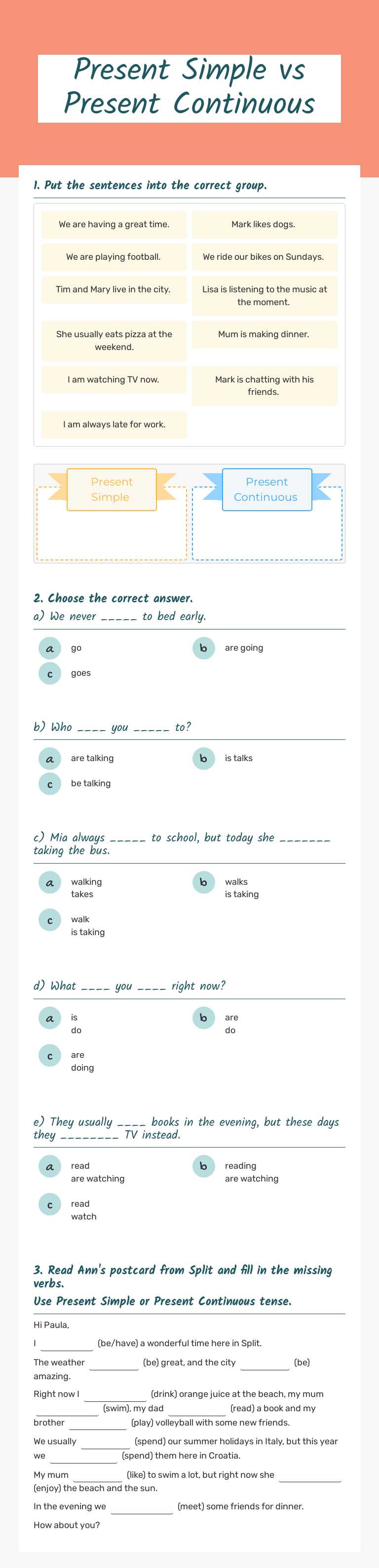 Present Simple    
vs Present Continuous worksheet preview image