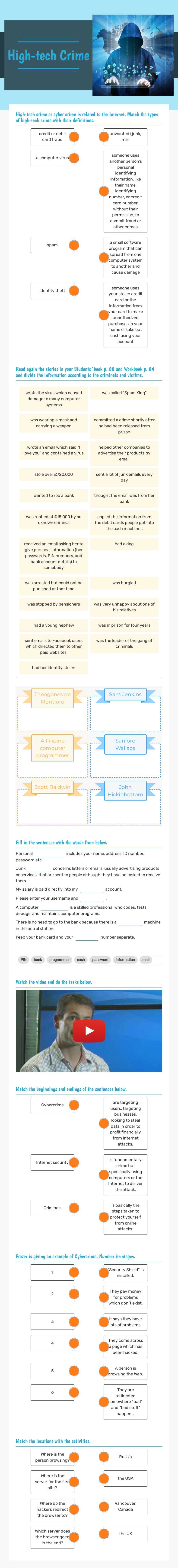 High-tech Crime worksheet preview image