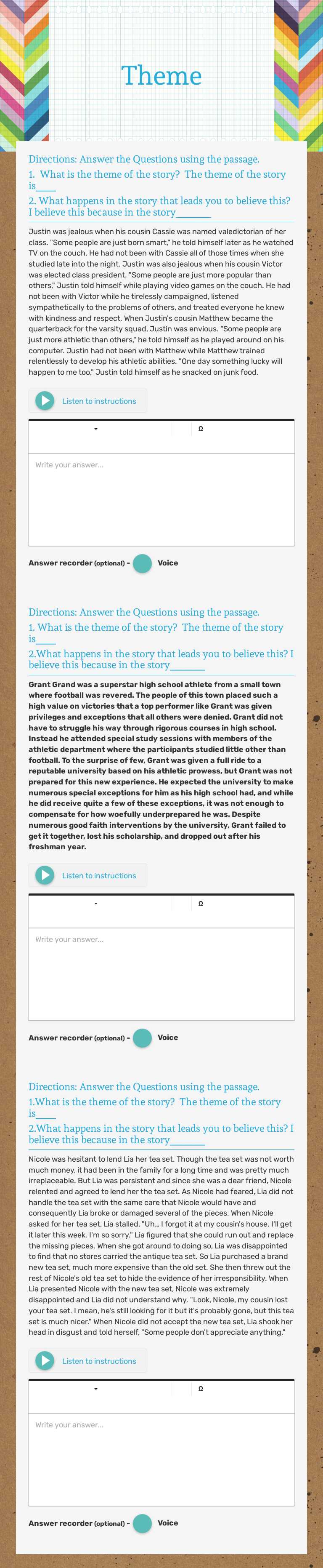 Theme worksheet preview image