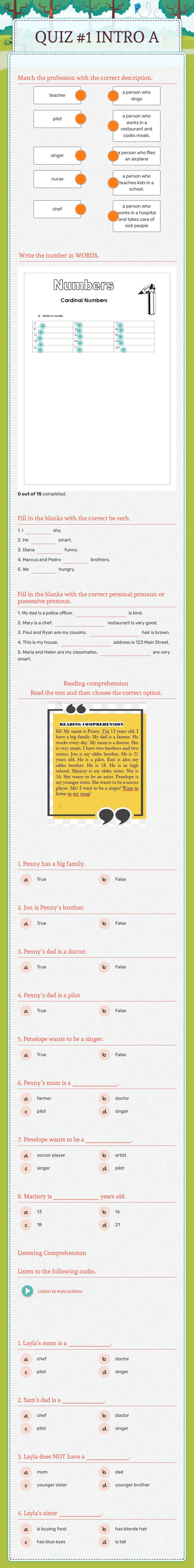 QUIZ #1 INTRO A Other worksheet preview