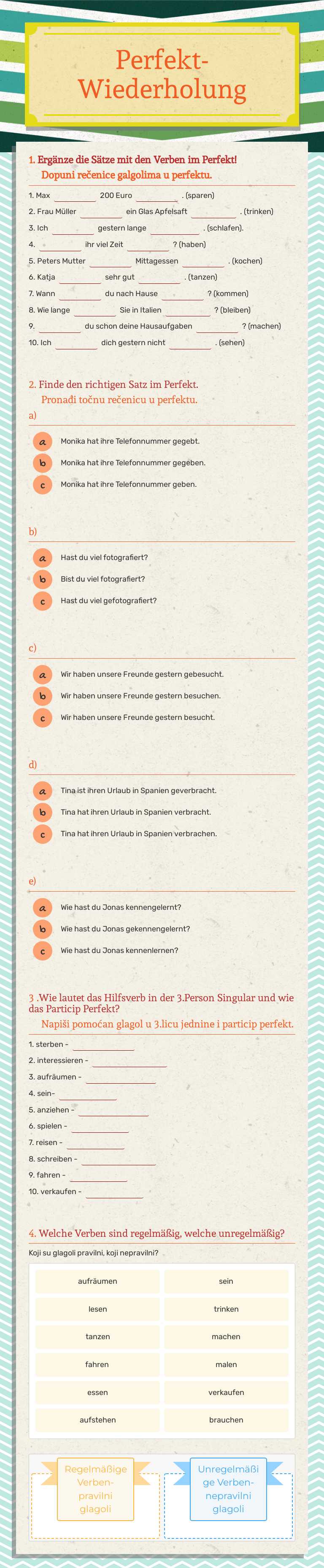 Perfekt-Wiederholung worksheet preview image