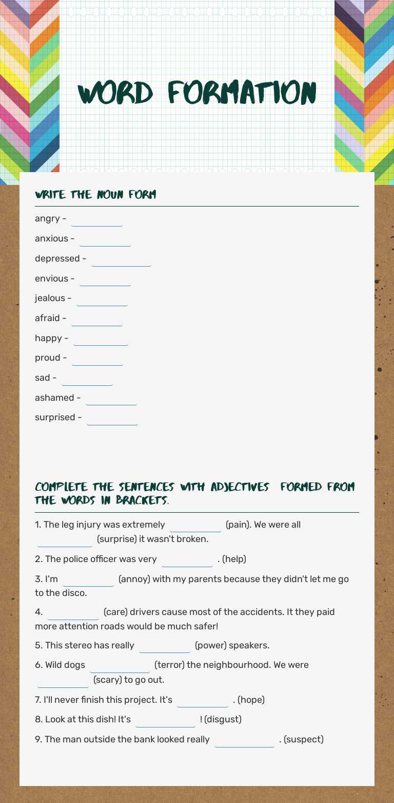 WORD formation worksheet preview image