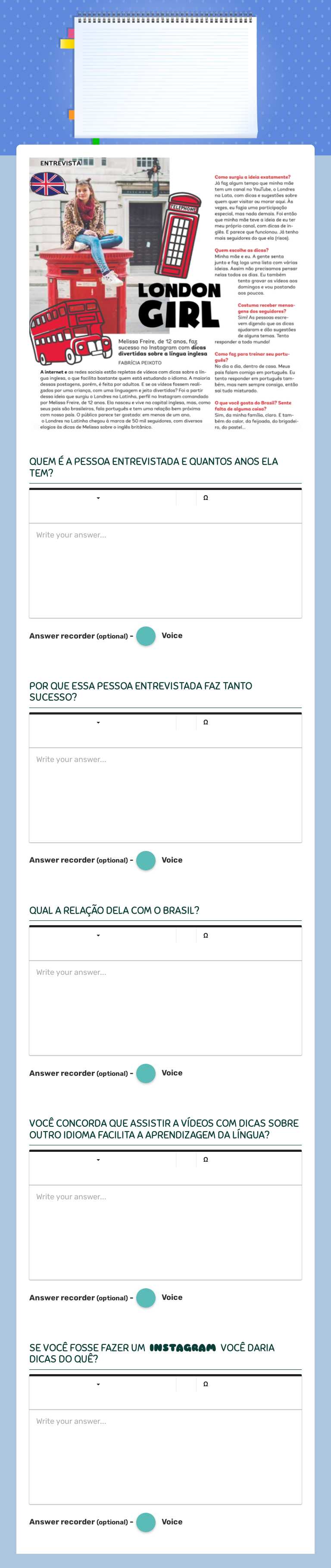 ENTREVISTA worksheet preview image