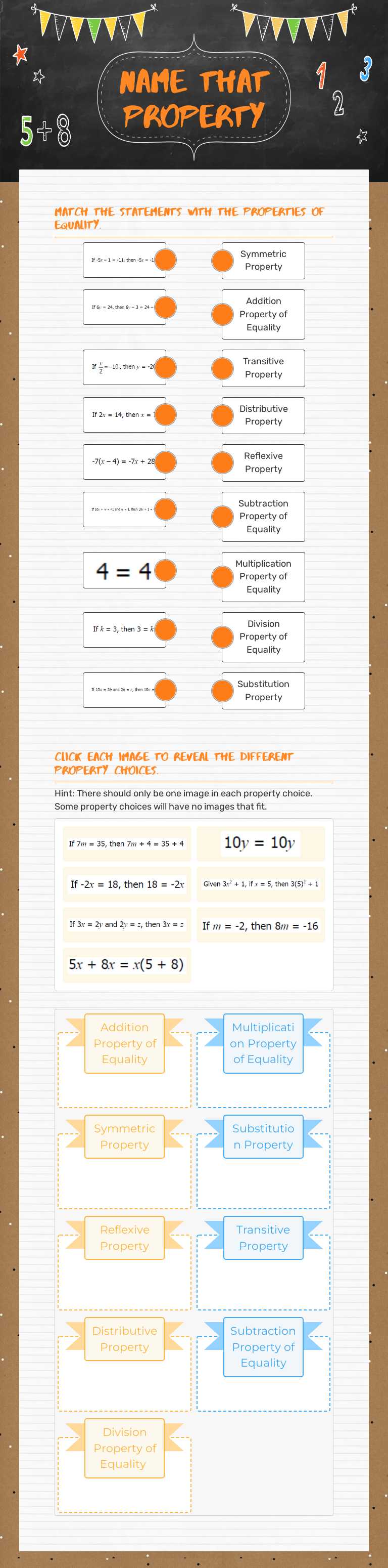 Name that property worksheet preview image