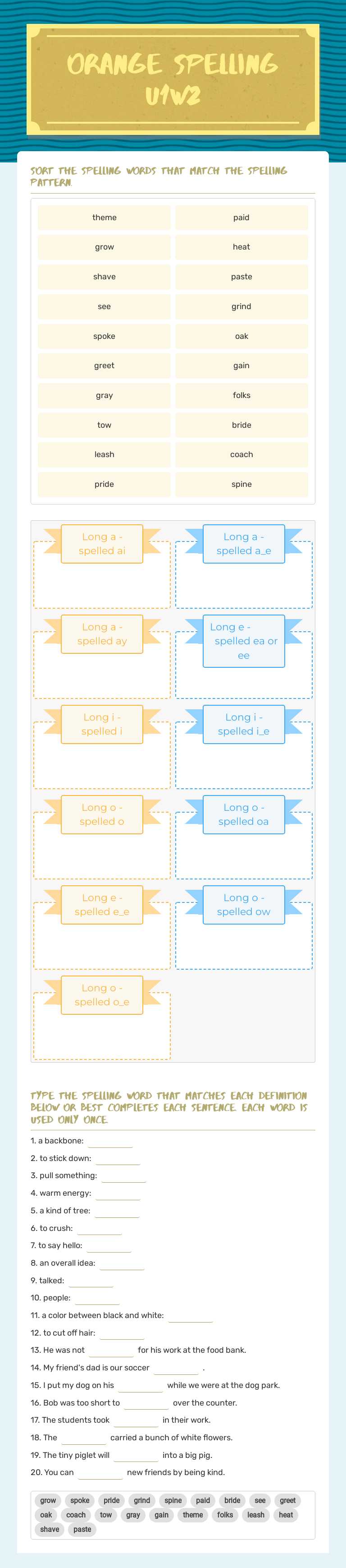 Orange Spelling
U1W2 worksheet preview image