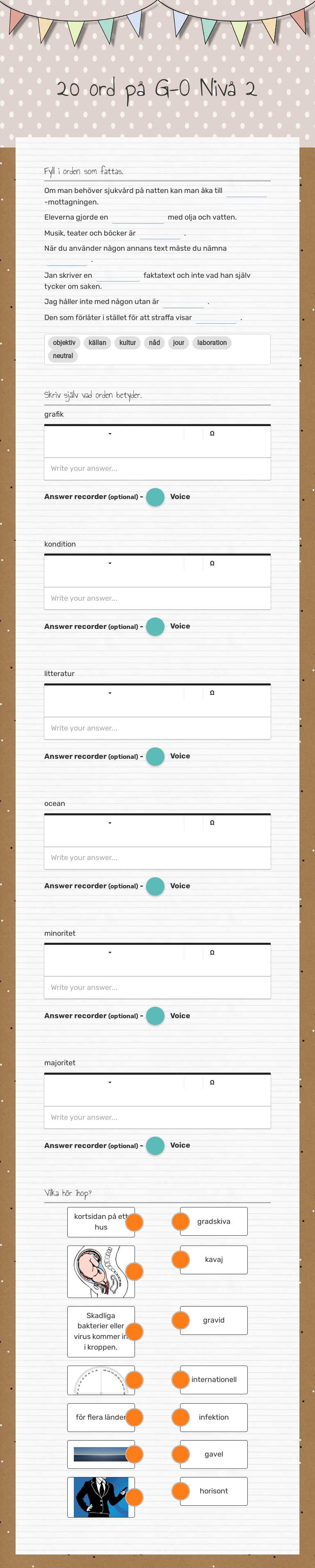 20 ord på G-O 
Nivå 2 worksheet preview image
