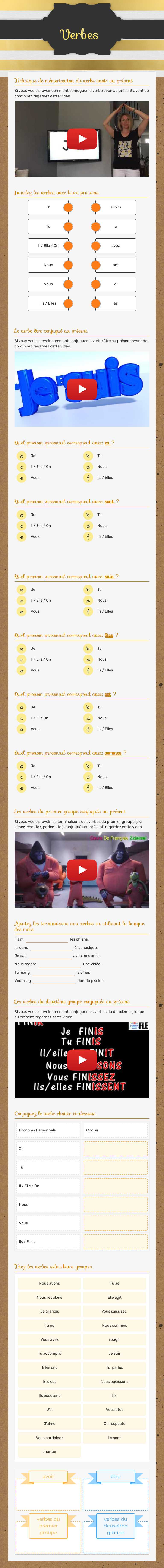 Verbes worksheet preview image