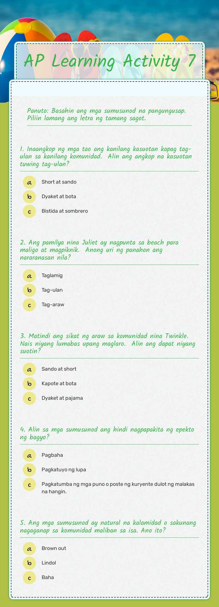 AP Learning Activity 7 worksheet preview image