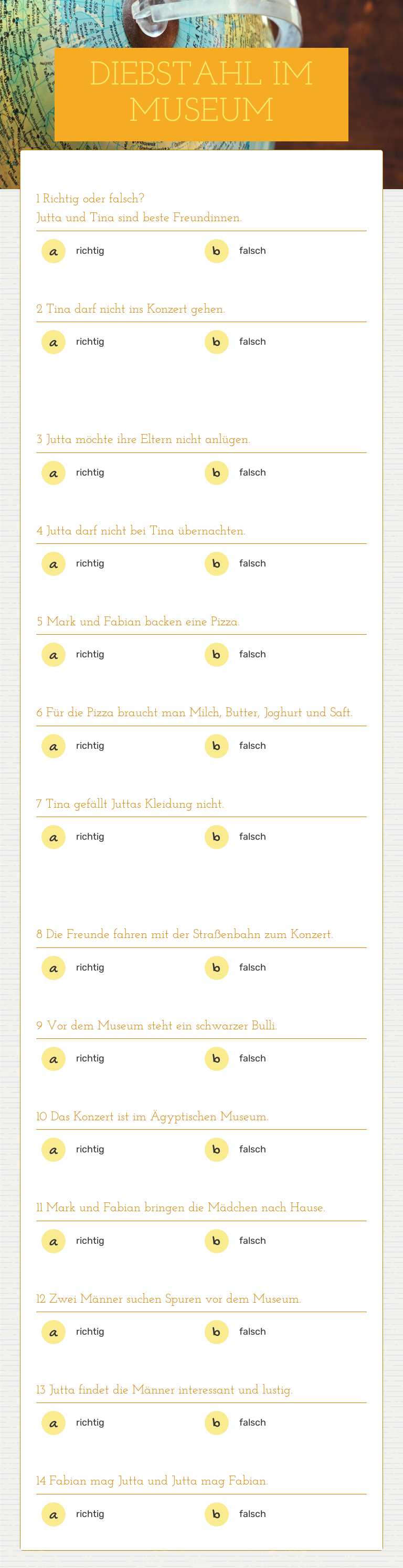 DIEBSTAHL IM MUSEUM worksheet preview image