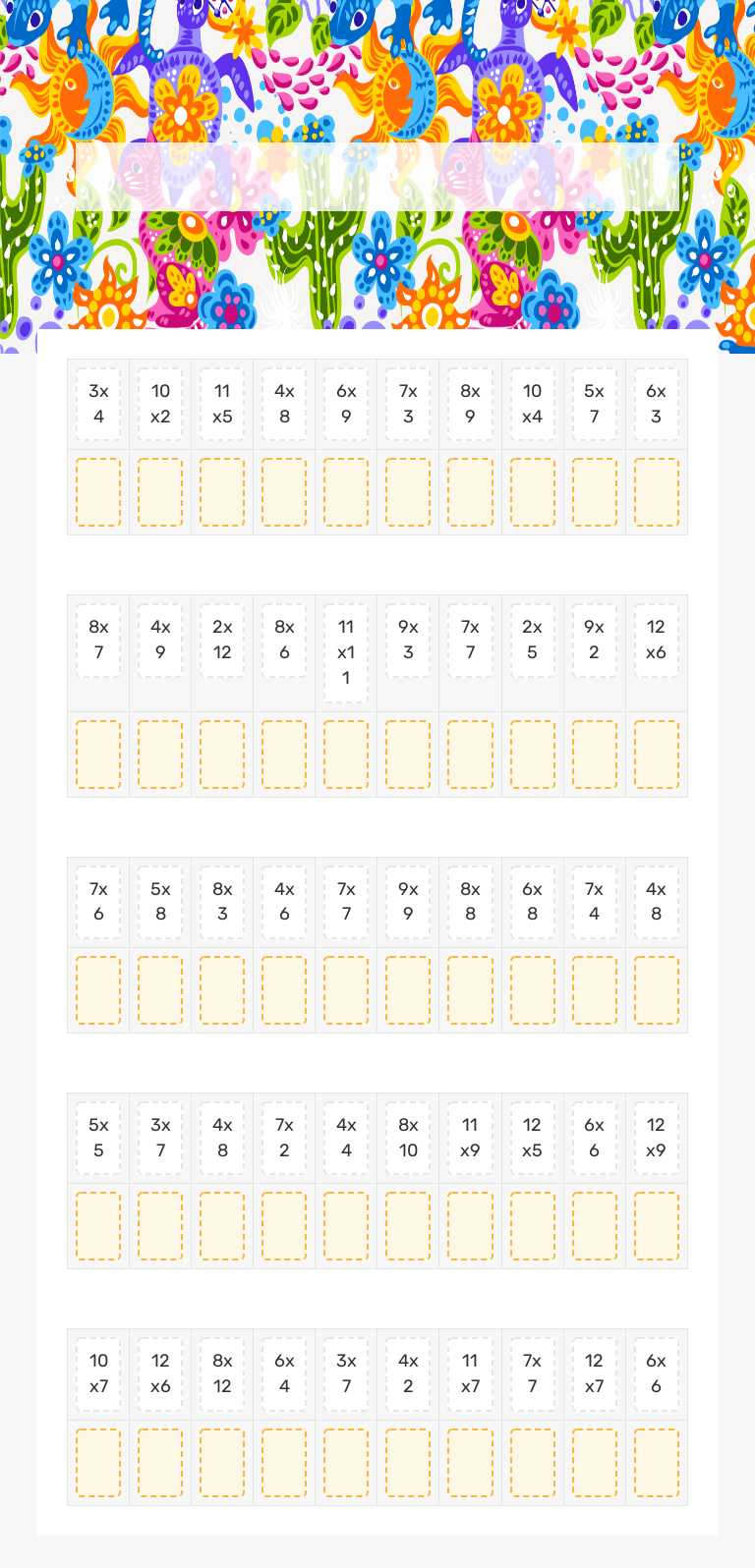 Multiplication Facts worksheet preview image