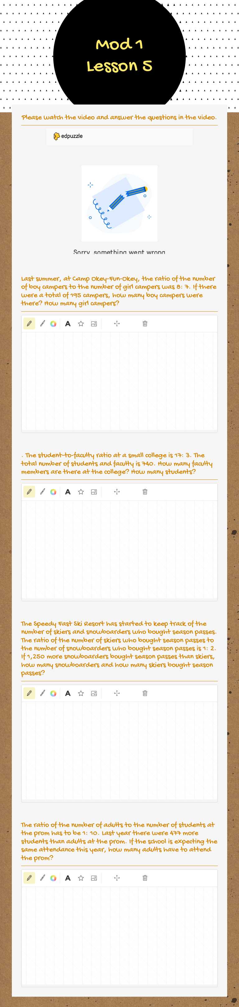 Mod 1 Lesson 5 worksheet preview image