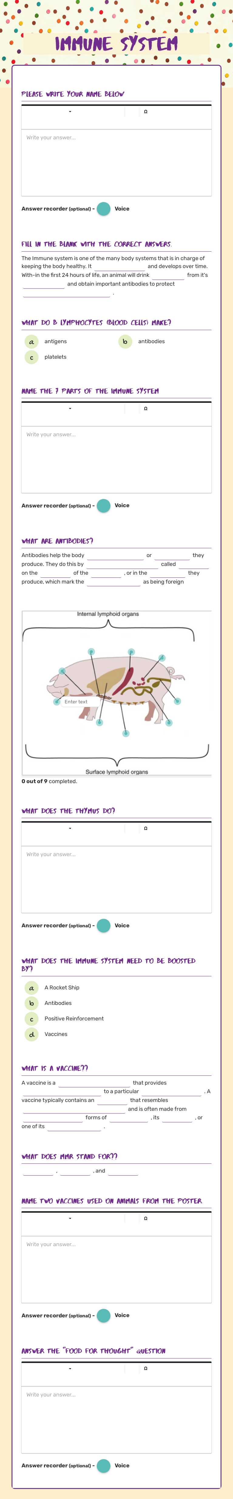 Immune System Grade 10 worksheet preview