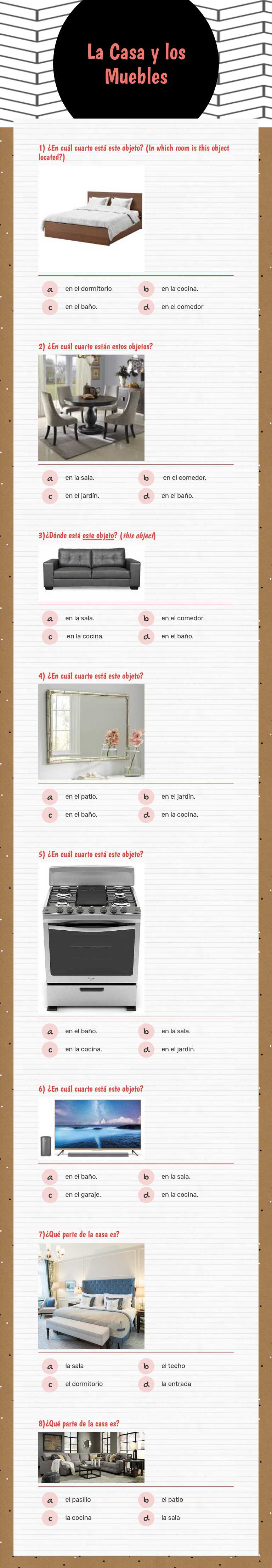 La Casa y los Muebles worksheet preview image