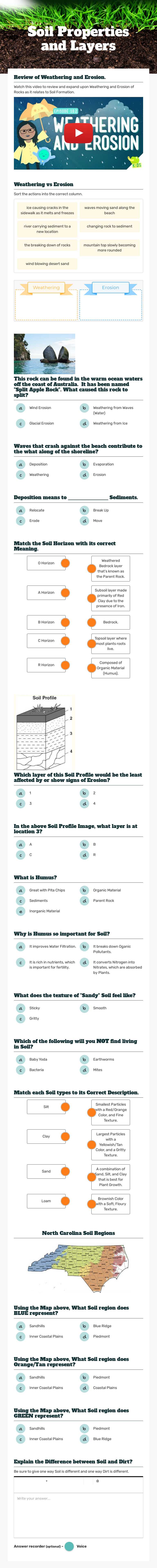 Soil Properties     and Layers worksheet preview image