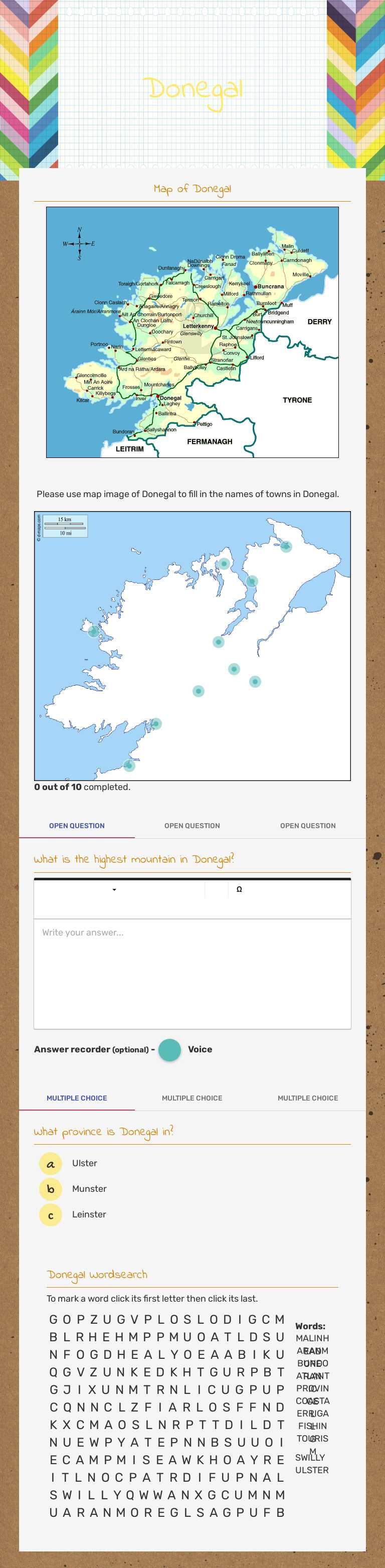 Donegal worksheet preview image