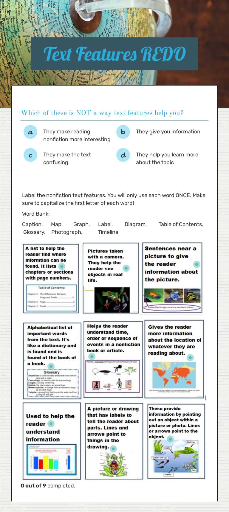 Text Features REDO worksheet preview image