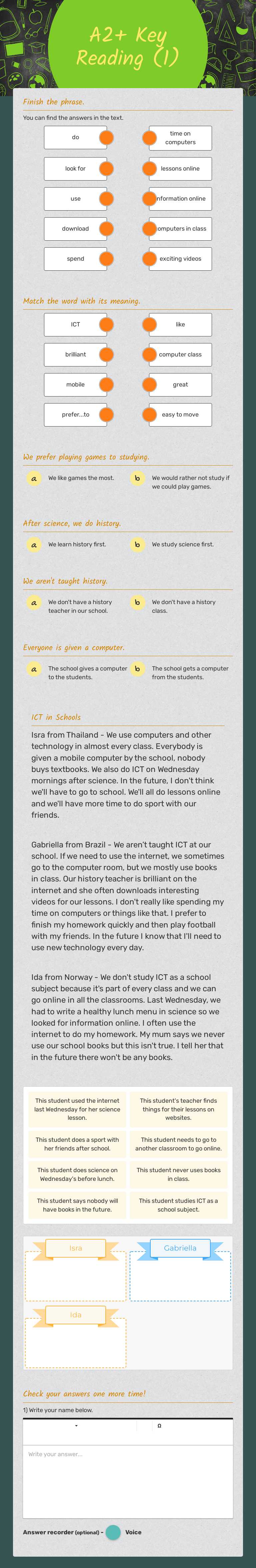 A2+ Key Reading (1) worksheet preview image