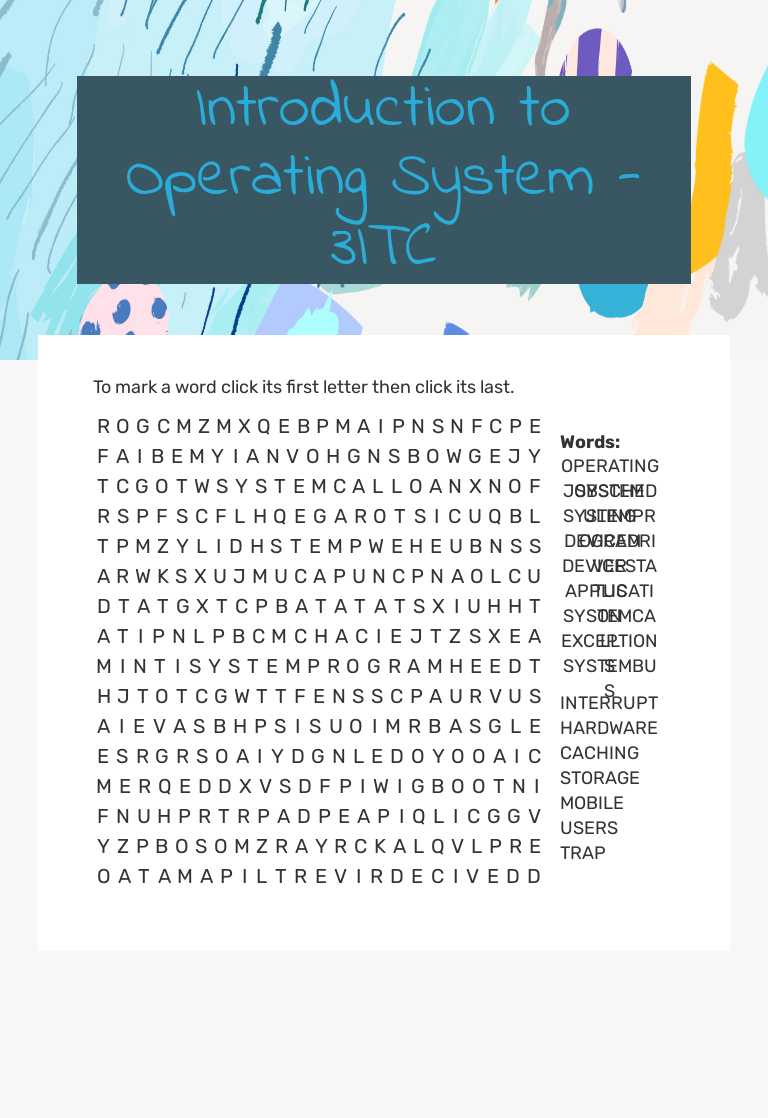 Introduction to Operating System - 3ITC worksheet preview image