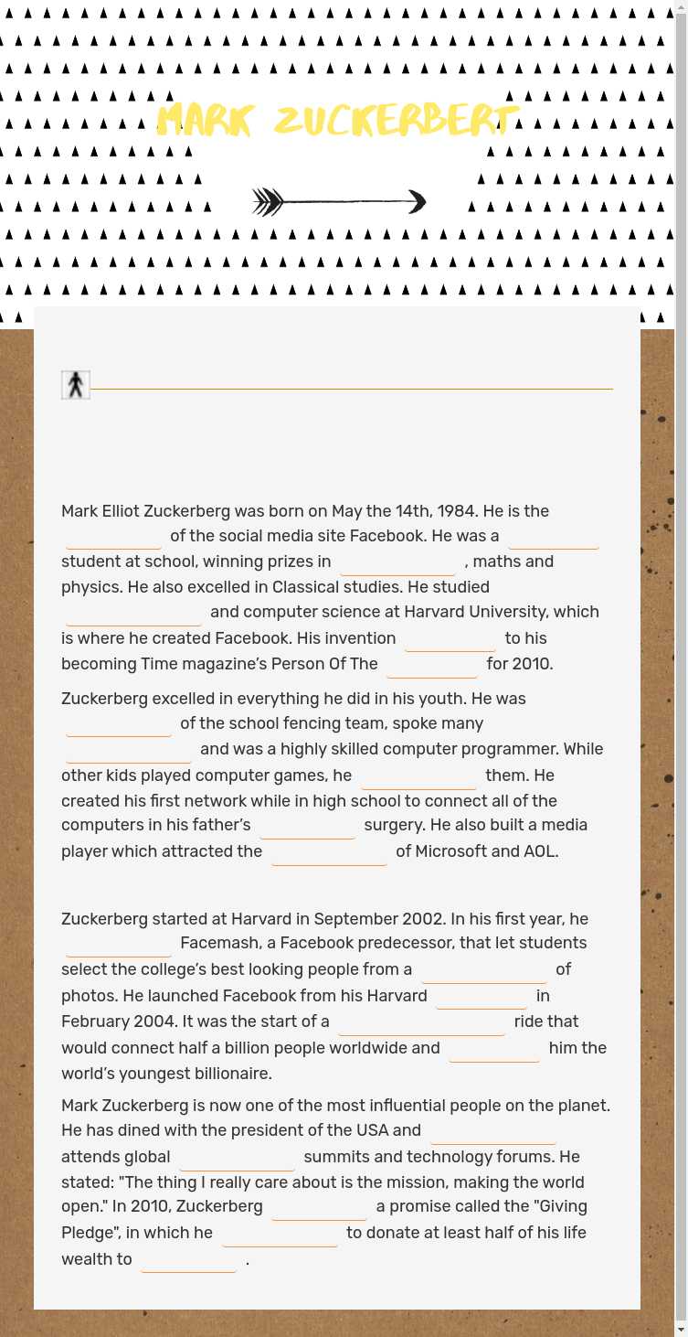 MARK ZUCKERBERT worksheet preview image