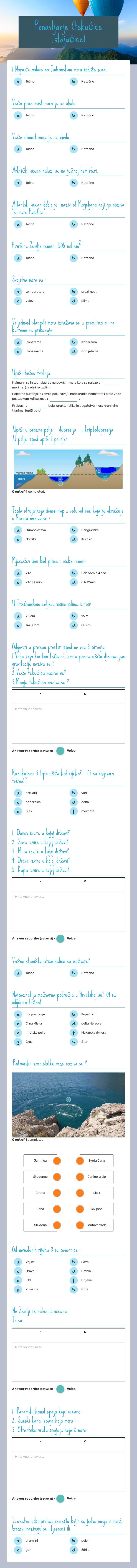 Ponavljanje (tekućice ,stajaćice) worksheet preview image