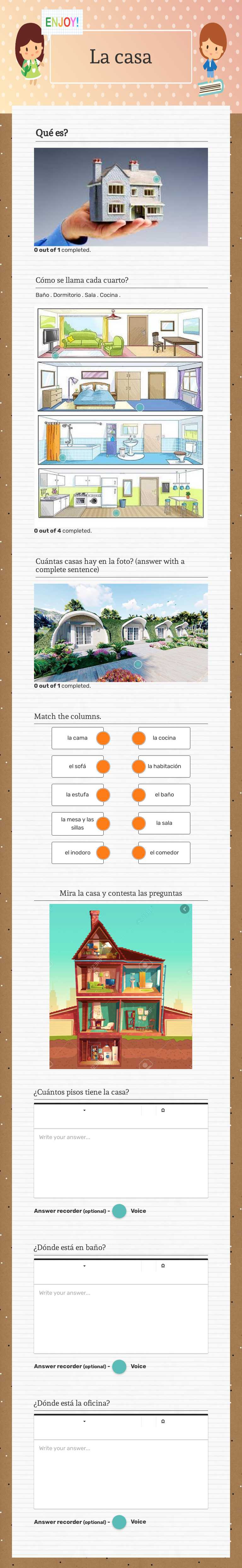 La casa Grade 10 worksheet preview