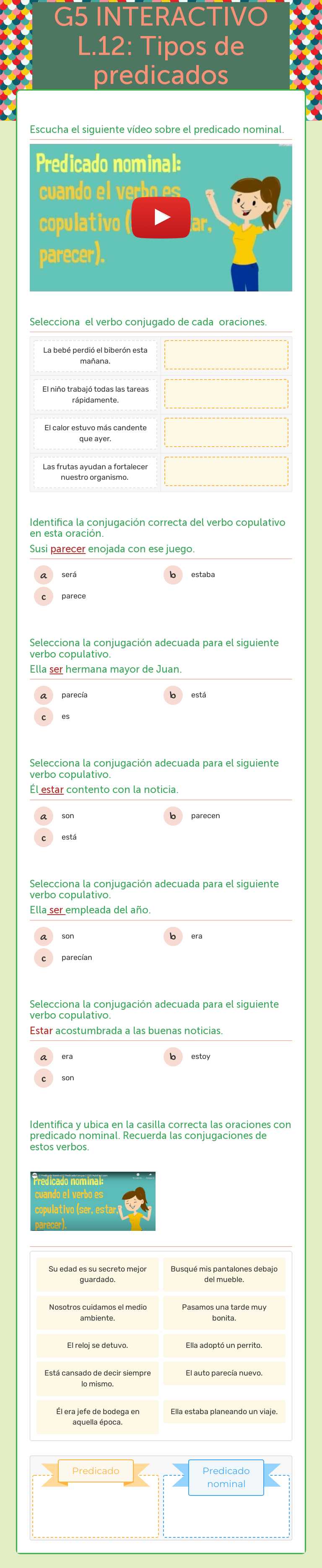 G5 INTERACTIVO L.12: Tipos de predicados (nominal) worksheet preview image
