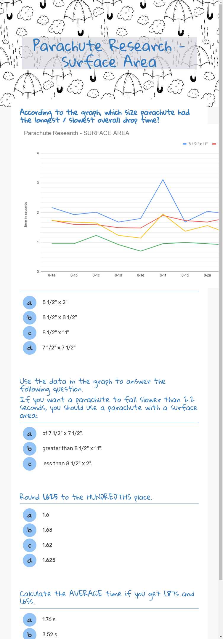 Parachute Research - Surface Area worksheet preview image