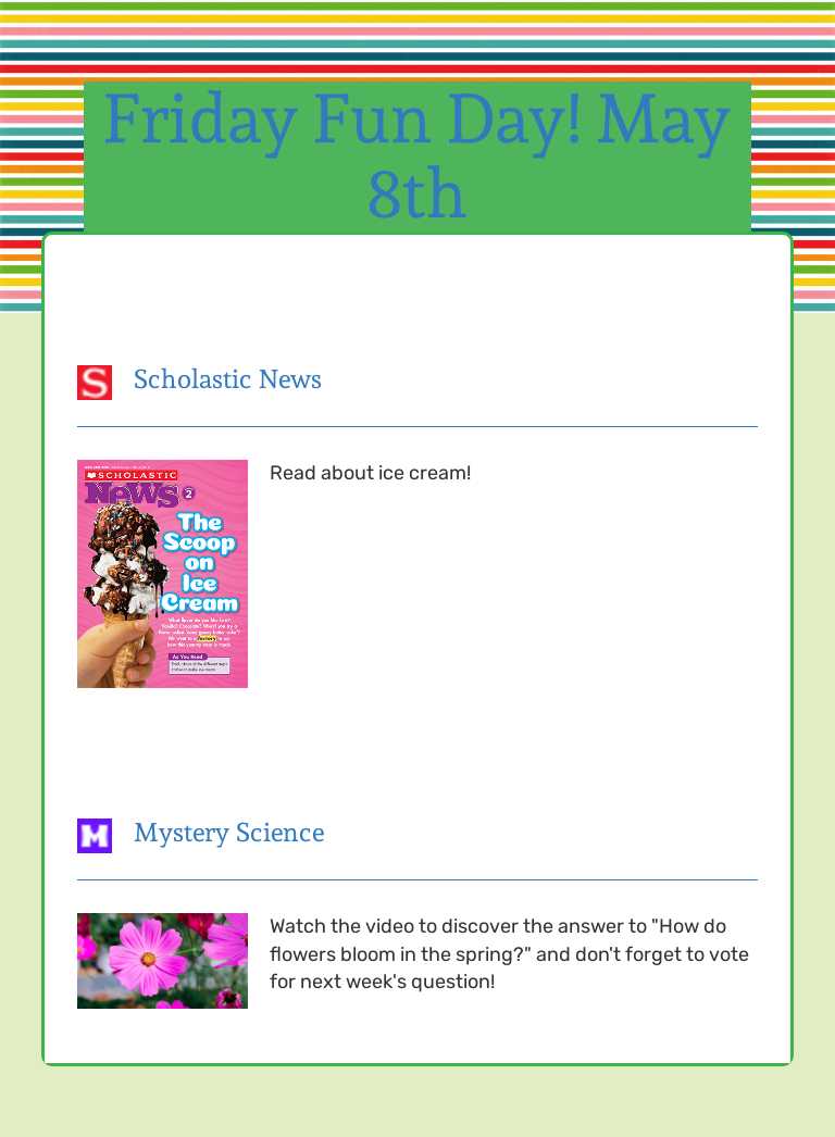 Friday Fun Day!       May 8th worksheet preview image