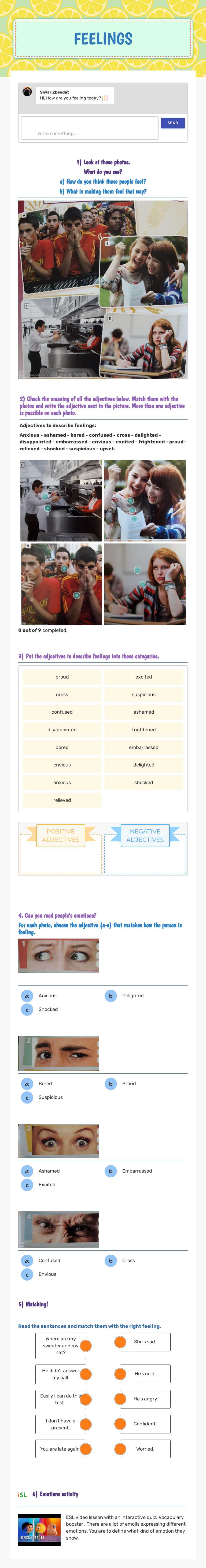 FEELINGS worksheet preview image
