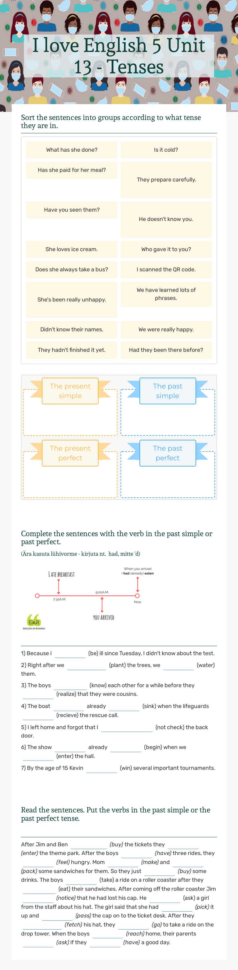 I love English 5 Unit 13 - Tenses worksheet preview image