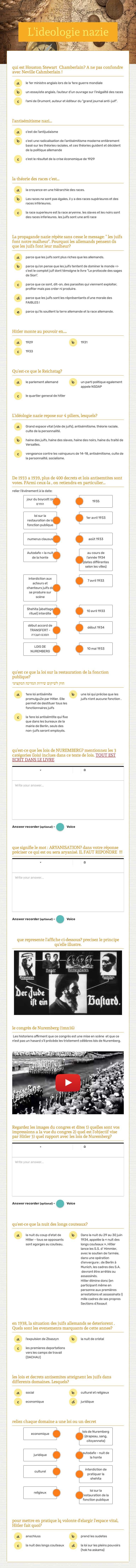 L'ideologie nazie worksheet preview image