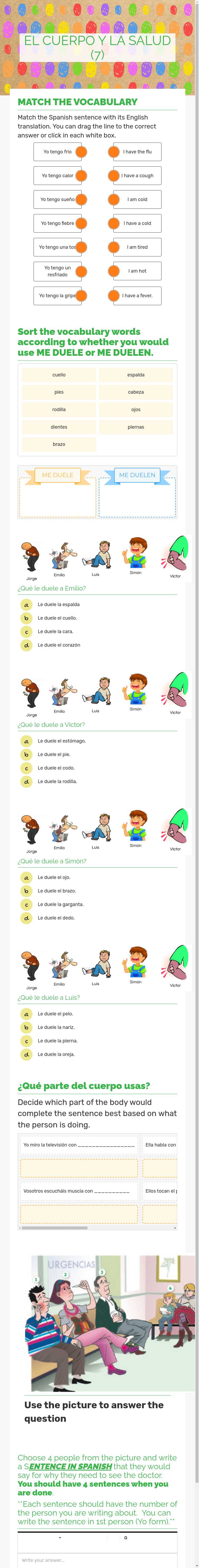 EL CUERPO Y LA SALUD (7) worksheet preview image