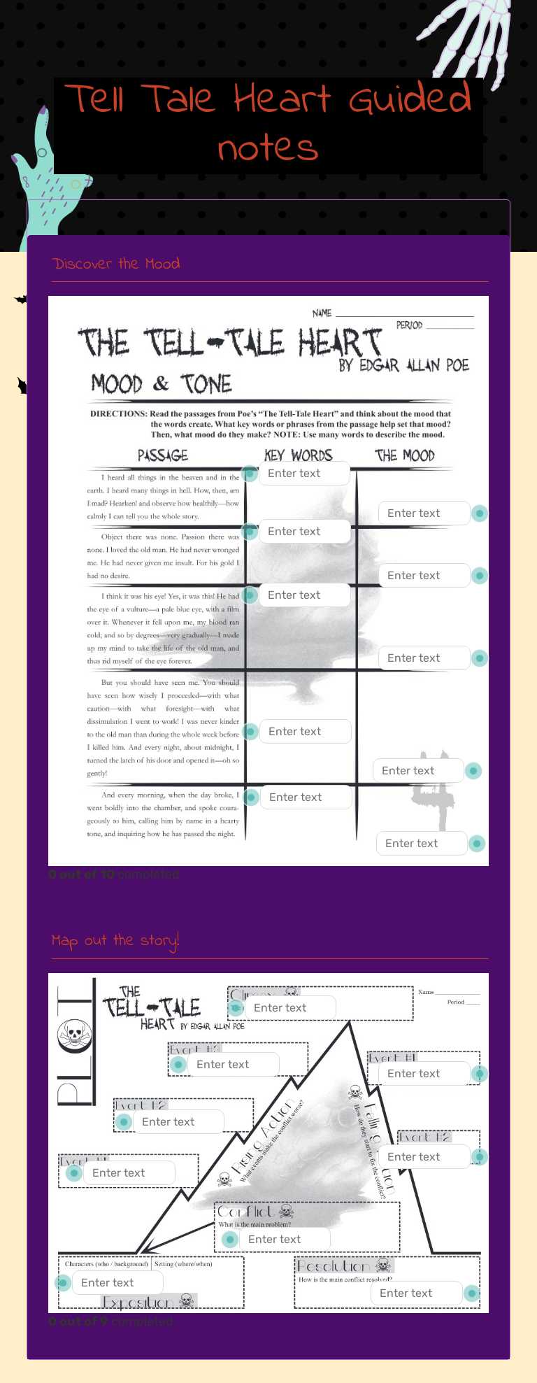 Tell Tale Heart   Guided notes worksheet preview image