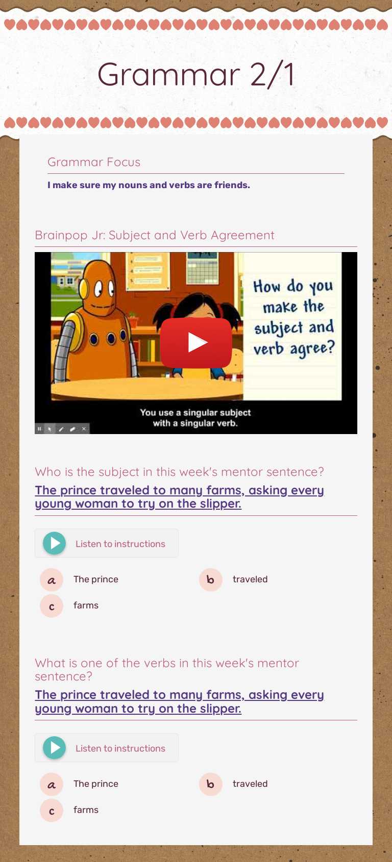 Grammar 2/1 worksheet preview image