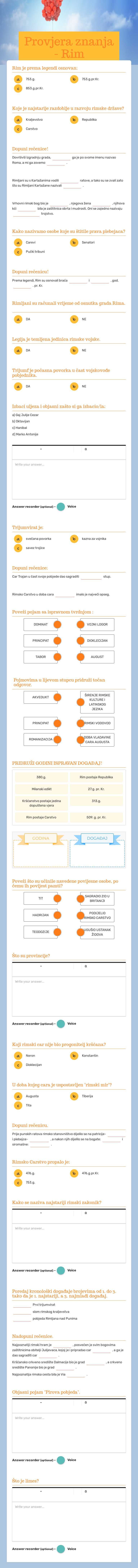Provjera znanja - Rim worksheet preview image
