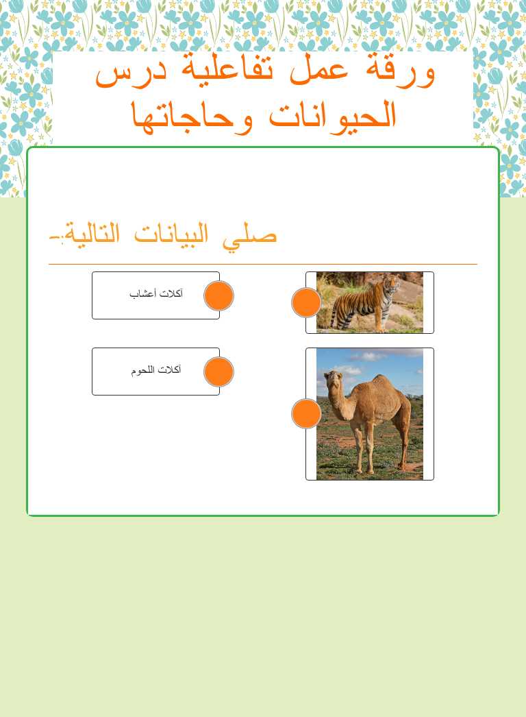 ورقة عمل تفاعلية درس الحيوانات وحاجاتها worksheet preview image