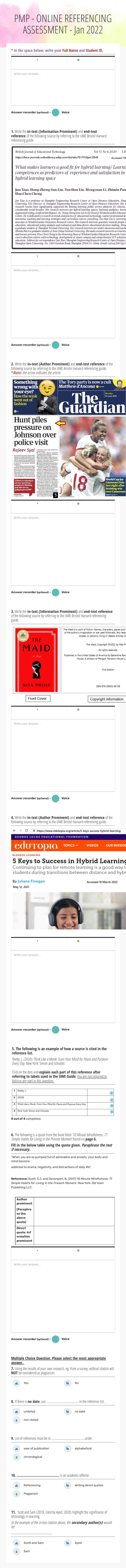 Sep 2022 - PMP - ONLINE REFERENCING 
   ASSESSMENT Other worksheet preview