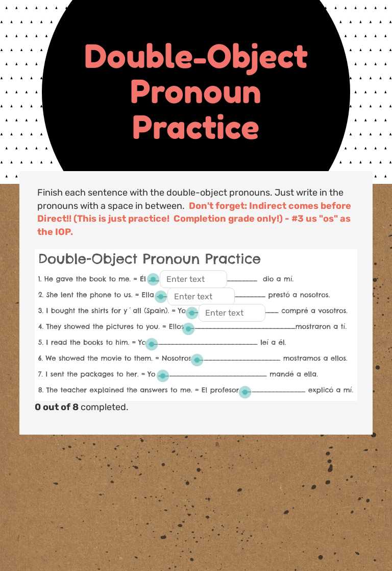Double-Object Pronoun Practice Grade 11 worksheet preview