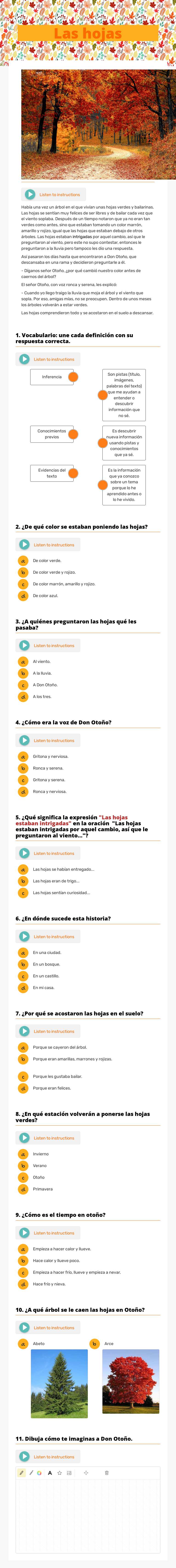 Las hojas worksheet preview image