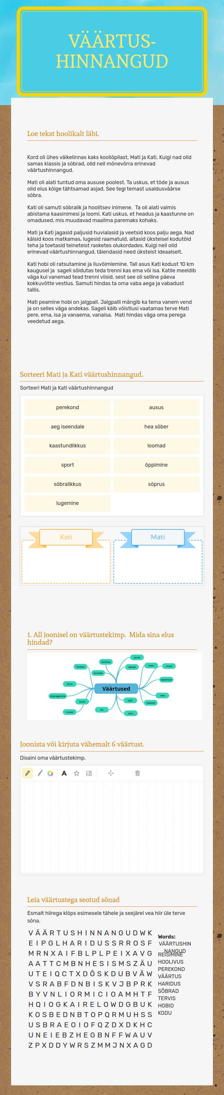 väärtus-hinnangud worksheet preview image