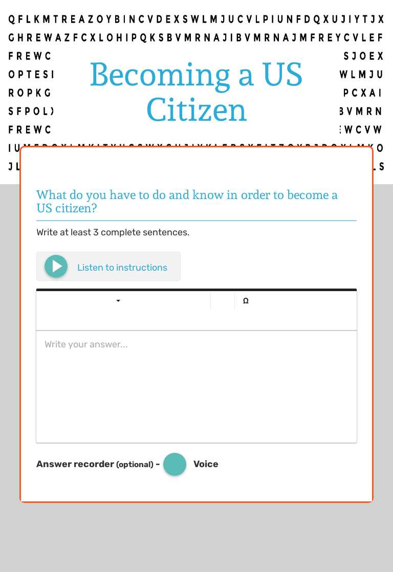 Becoming a US Citizen worksheet preview image