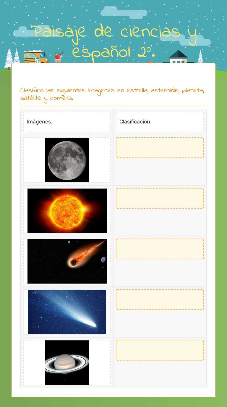 Paisaje de ciencias y español 2°. worksheet preview image