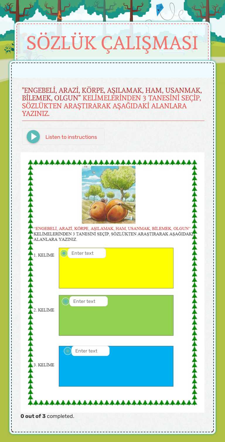 SÖZLÜK ÇALIŞMASI worksheet preview image