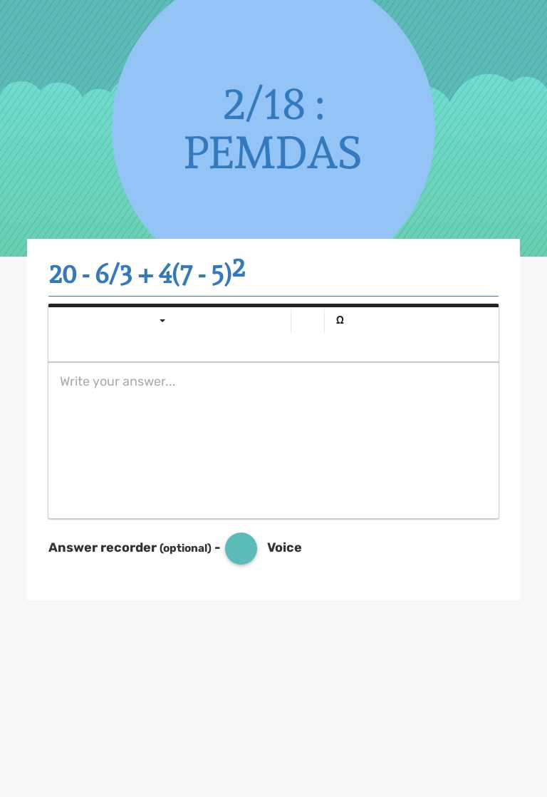 2/18 : PEMDAS worksheet preview image