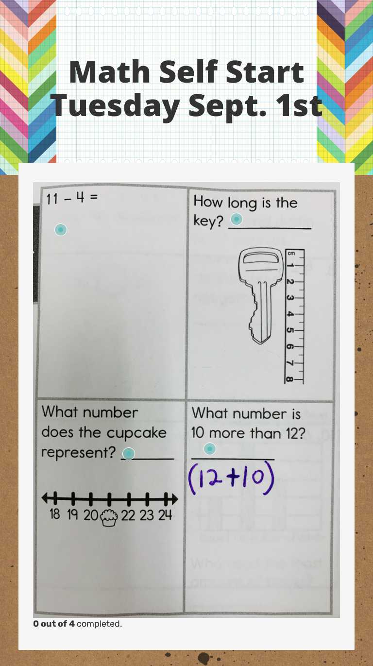 Math Self Start Tuesday Sept. 1st Grade 2 worksheet preview