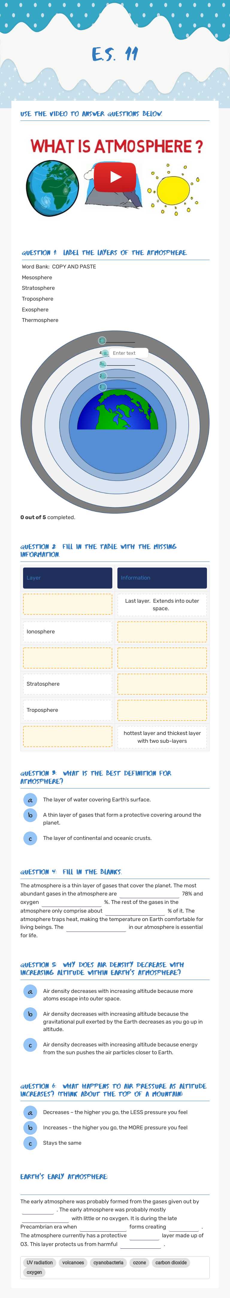 E.S. 11 worksheet preview image