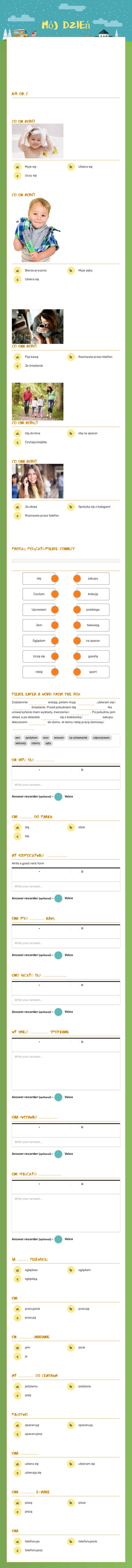Mój dzień worksheet preview image